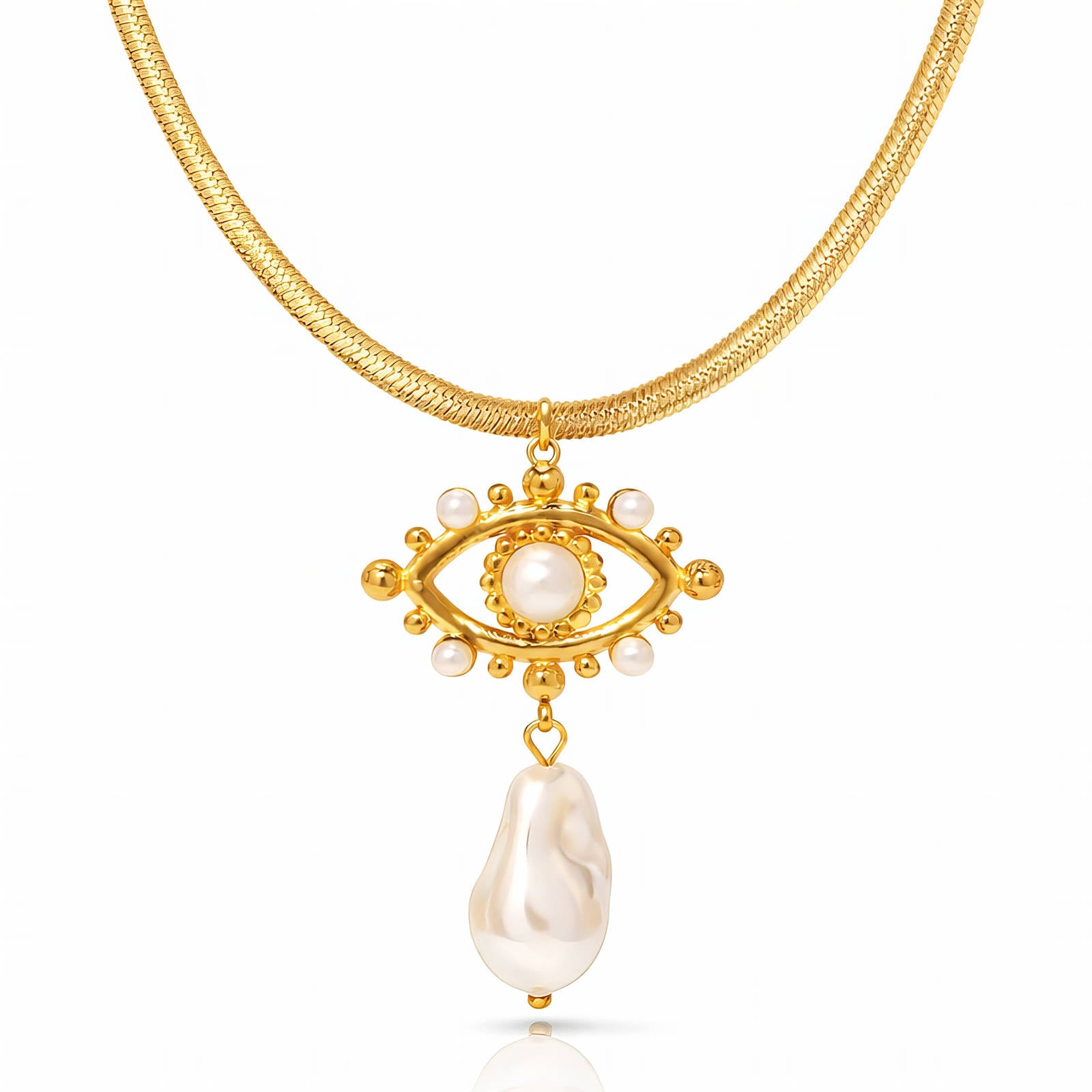 Evil Eye Pearl Necklace