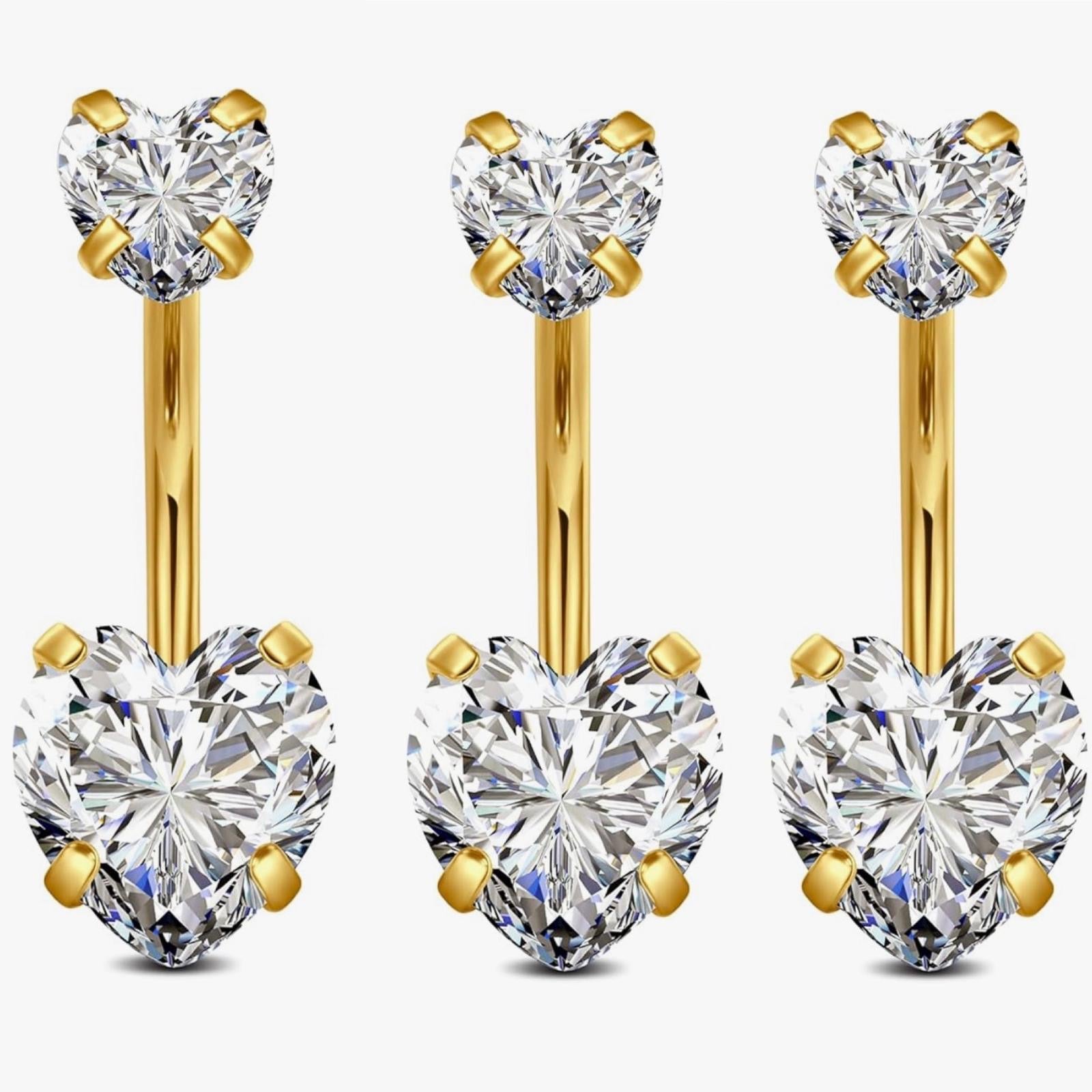 Gold heart Belly Bar