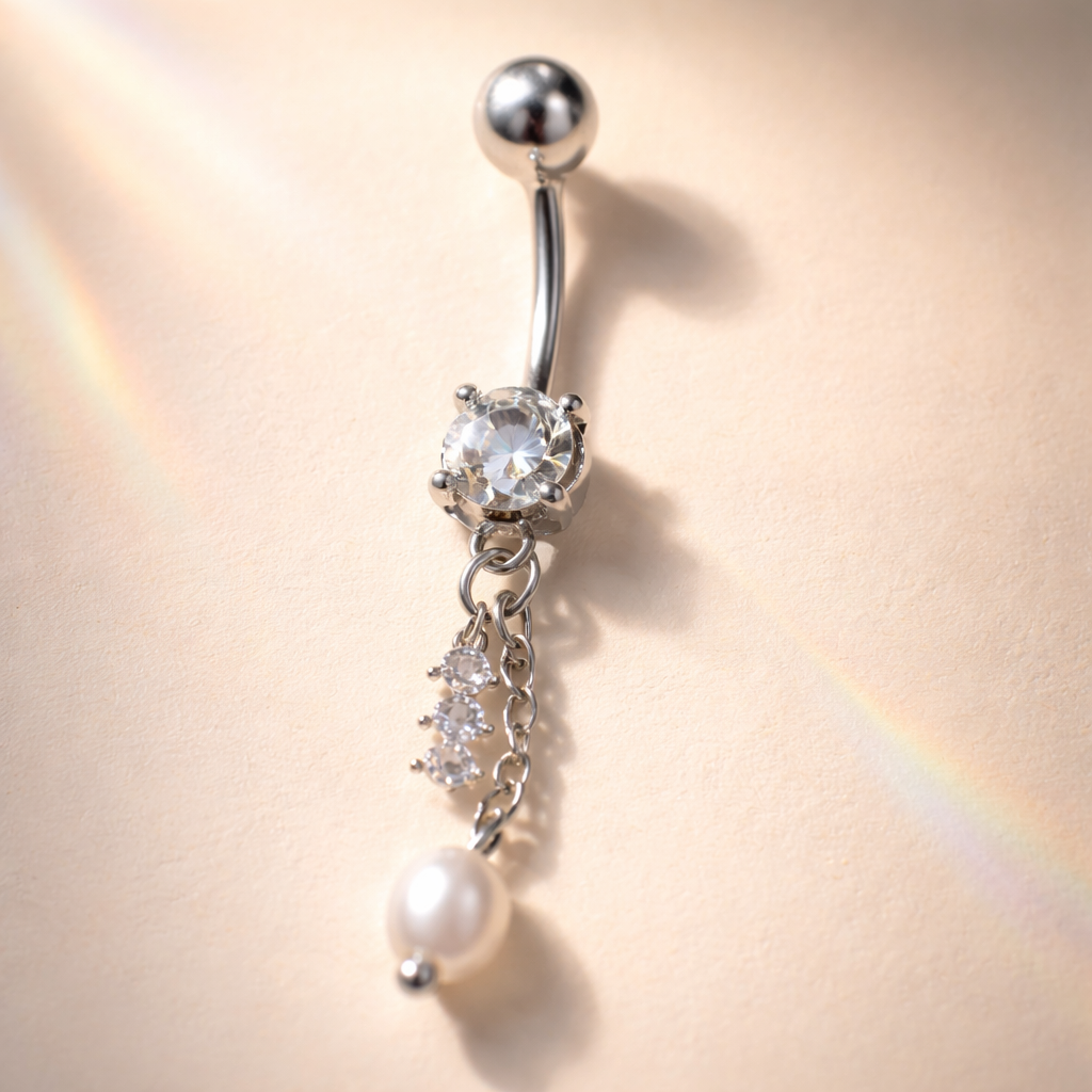 Silver Dangle Belly Bar